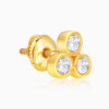 Golden Three-Stoned StudEarrings