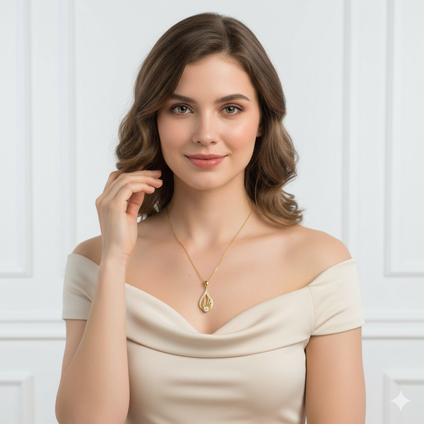 Golden Glint Pendant With Link Chain