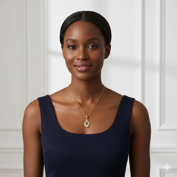 Golden Glint Pendant With Link Chain