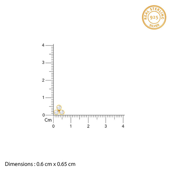 Golden Three-Stoned StudEarrings